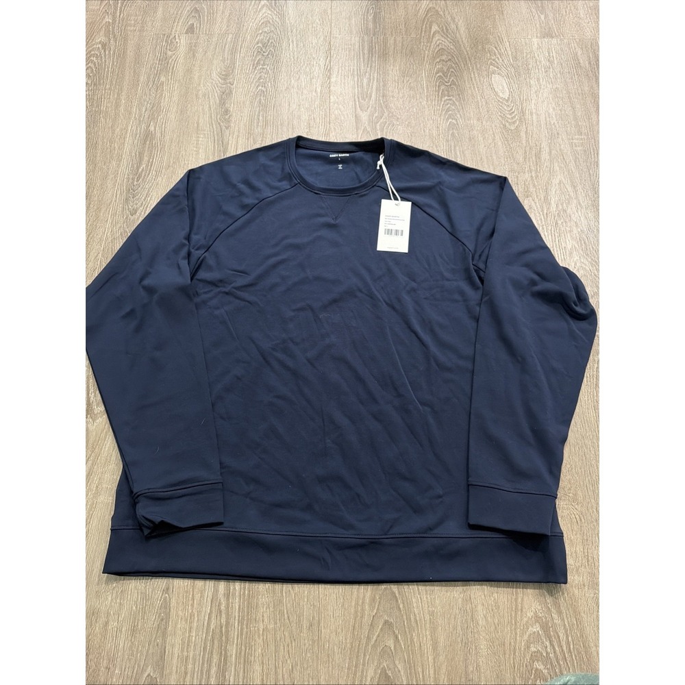 Men's Cozy Earth Bamboo Ultra-Soft Crewneck Pullover - Navy- Large